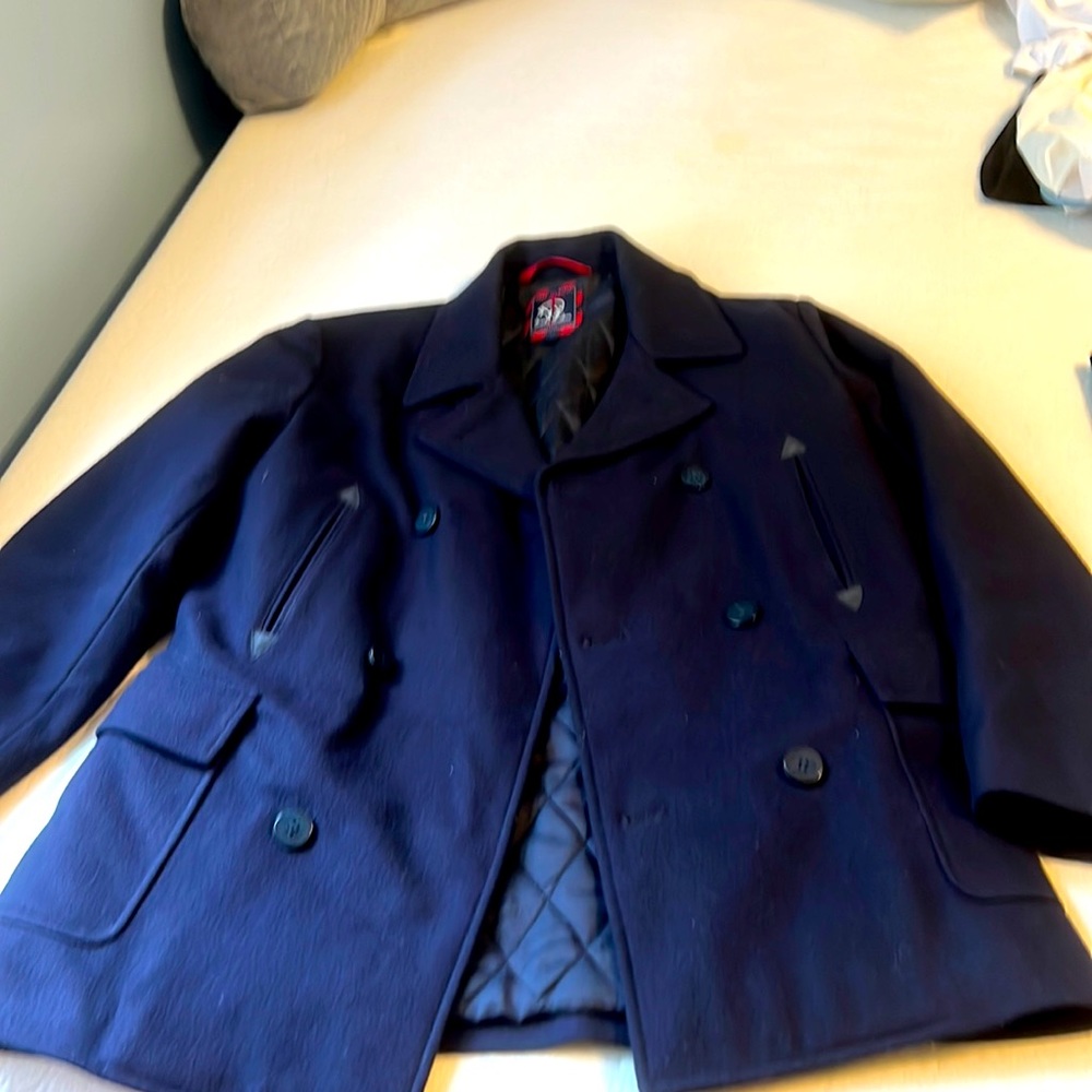 Boys large wool Brook Brothers navy pea coat